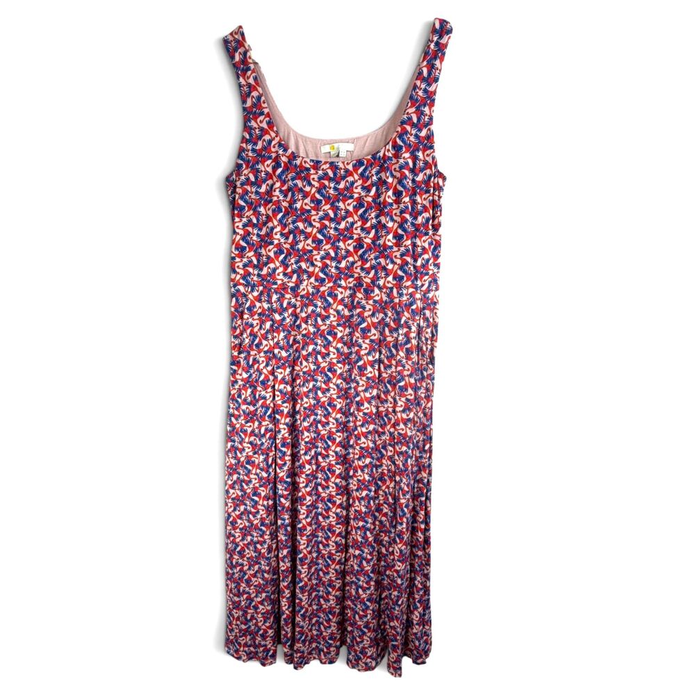 Boden Artsy Petronella Jersey Dress Flamingo Print Midi Tank Stretch US 12L